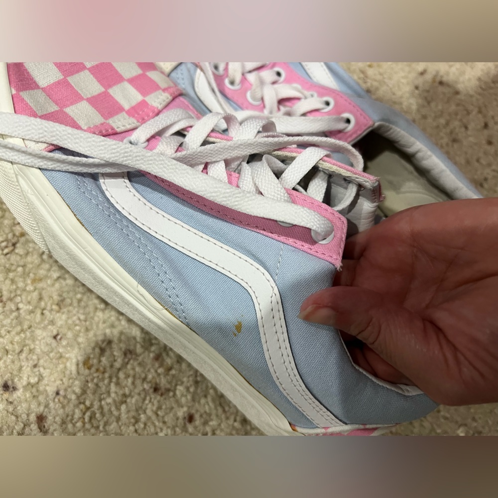 Pink white light blue checkered Vans men’s 7.5 - Picture 6 of 9